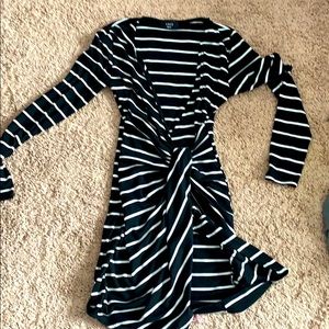 Deep V stretchy dress with slit at bottom